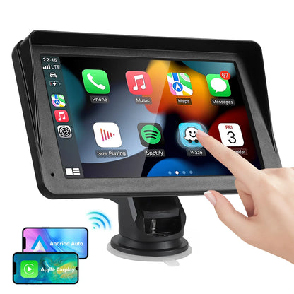 Portable Car Stereo Wireless CarPlay & Android Auto, Car Radio 7inches Touchscreen, Bluetooth5.0, Mirror Link, Maps Navigation, Voice Control, AUX Cable Vehicles - THE MILE MAKER DRIVER SHOP