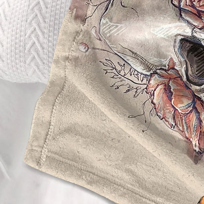 Rustic Skull Sunflower Flannel Fleece Blanket Floral Skull Flannel Soft Plush Throw Blanket Cozy Blankets For Bed Chair Car Sofa Couch Bedroom 75x100cm 130x150cm 150x200cm - THE MILE MAKER DRIVER SHOP