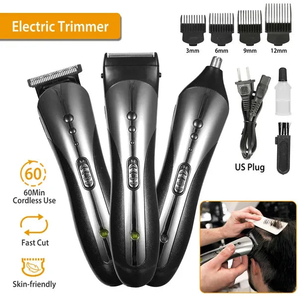 Men Electric Hair Clipper Trimmer Rechargeable Beard Shaver Razor Nose Trimmer Set - THE MILE MAKER DRIVER SHOP