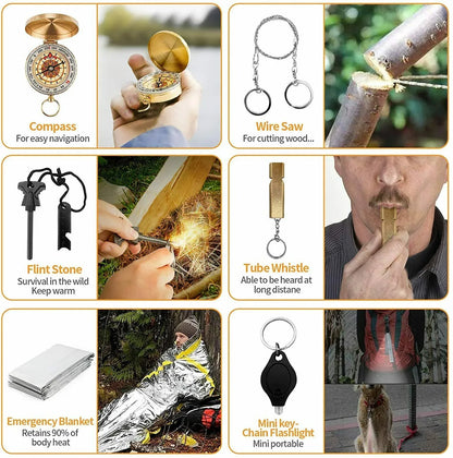 14-In-1 Outdoor Emergency Survival Kit Camping Hiking Tactical Gear Case Set Box - THE MILE MAKER DRIVER SHOP