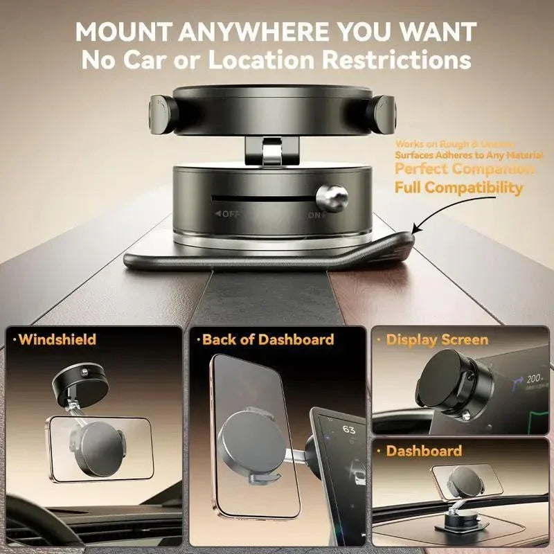 2025 Upgraded Wireless Magnetic 360 Degree Rotating Adjustable Folding Car Phone Holder Strong Suction Power Is Suitable For Magsafe And All Smartphones - THE MILE MAKER DRIVER SHOP