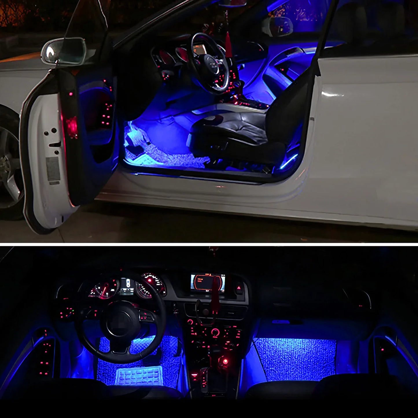 4Pcs Car Interior LED Atmosphere Light Car Charge Decorative Lamp DC 12V Blue Light - THE MILE MAKER DRIVER SHOP