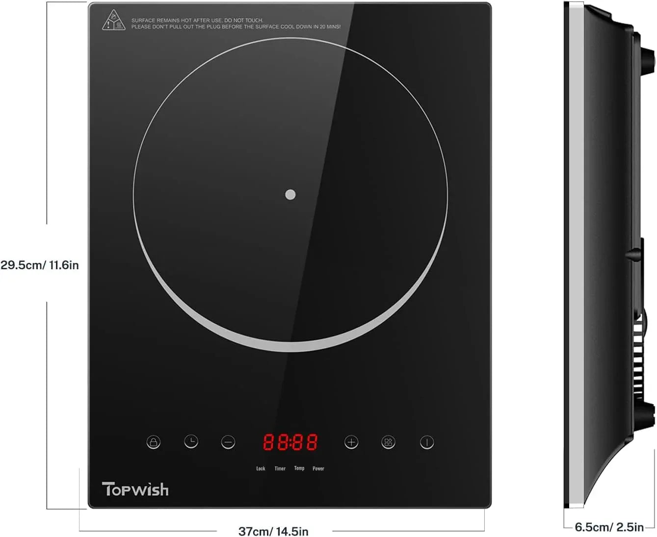 2200W Black Crystal Panel Induction Cooker - THE MILE MAKER DRIVER SHOP