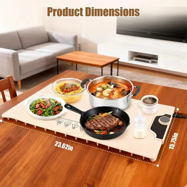 Food Warming Mat 23.6X15.8In 300W Fast Heating Electric Silicone Food Warmer With 14 Temp Levels 10Hrs Timer Settings Roll-Up Portable Hot Plates Heat Pad For Parties Buffet - THE MILE MAKER DRIVER SHOP