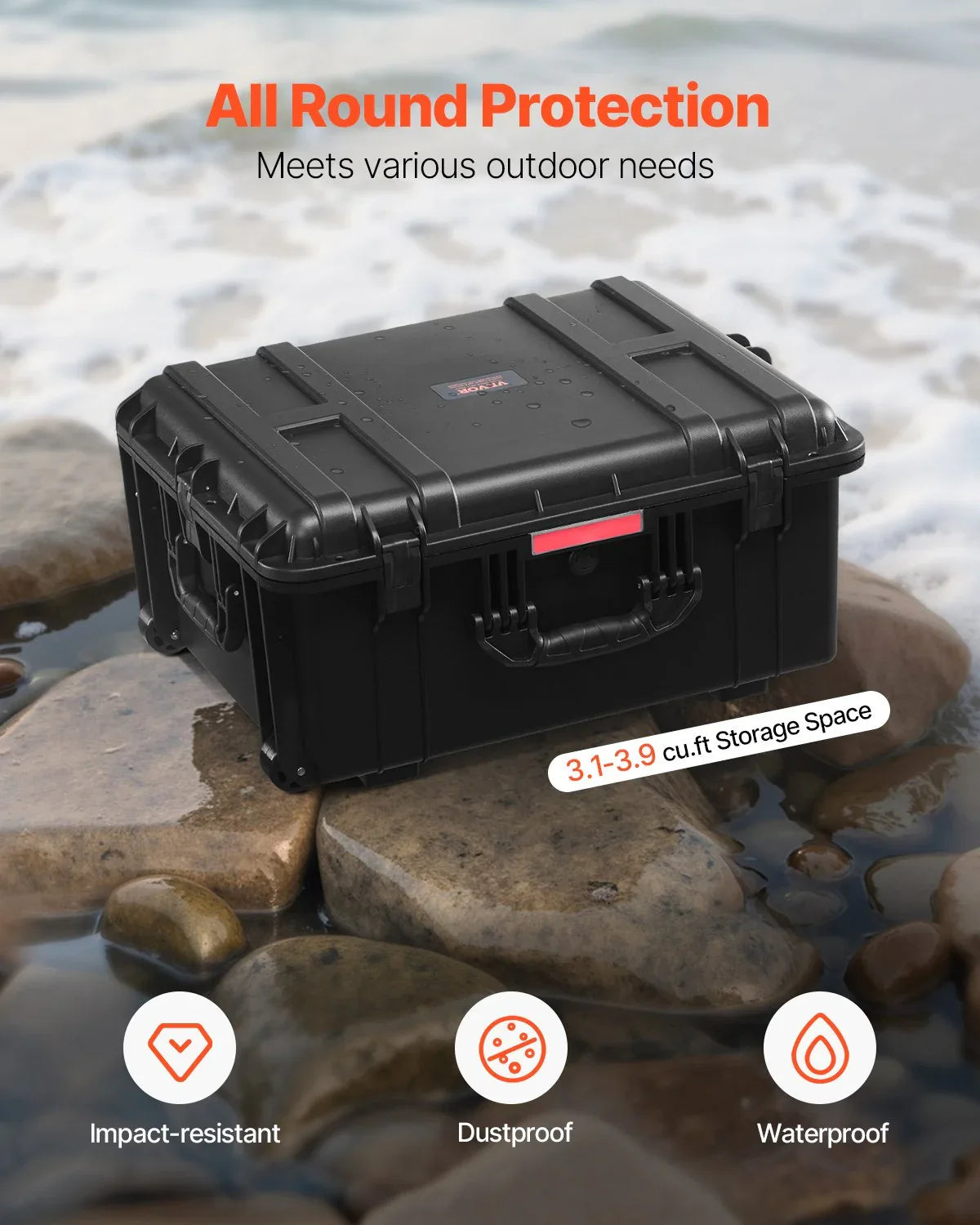 Weatherproof Hard Case, Heavy Duty Protective Dry Box Case With Pre-Cut Foam, Wheels Retractable Pull Handles For Travel, Hunt, Military, Tactical, IP67 Waterproof Case For Cameras - THE MILE MAKER DRIVER SHOP