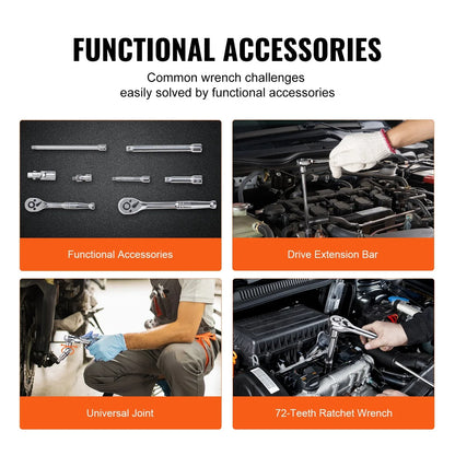 Drive Socket And Ratchet Set, 6-Point Socket Opening - THE MILE MAKER DRIVER SHOP