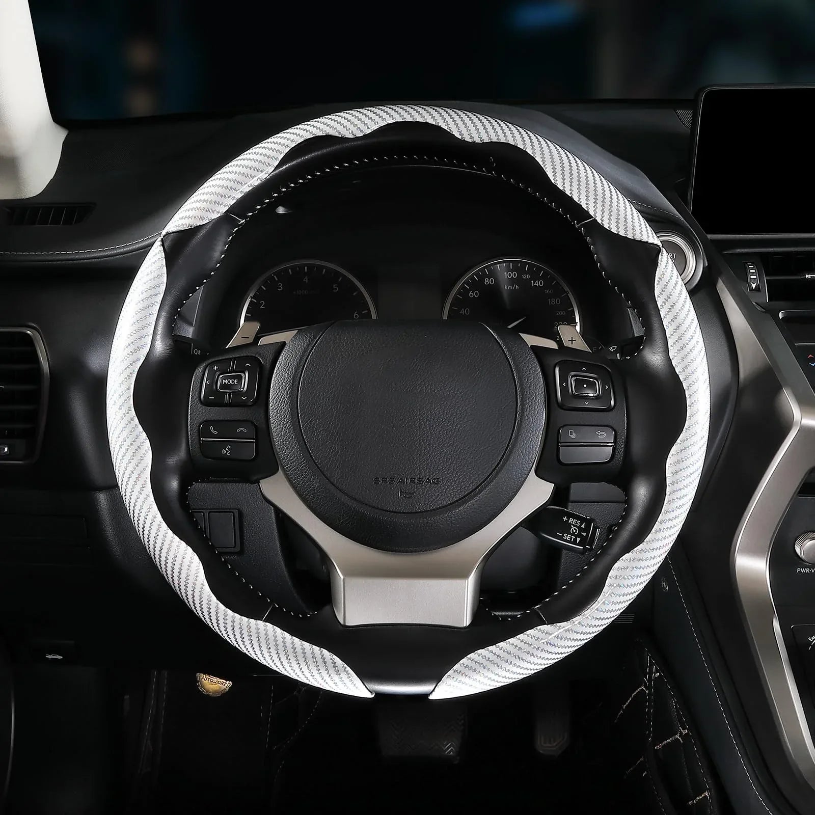 Carbon Fiber Steering Wheel Covers 3 Piece Clip On Steering Wheel Cover White - THE MILE MAKER DRIVER SHOP