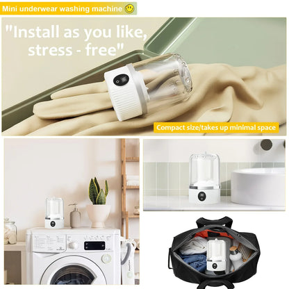 Underwear Washer, Portable Mini Washing Machine, Upgraded Mini Washings Machines, Rechargeable Cordless Washing-Machine, Laundry Cup For Bra, Underwear, Socks. - THE MILE MAKER DRIVER SHOP