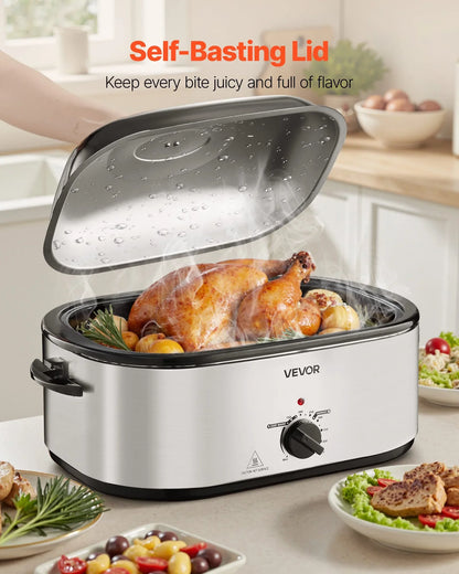 Electric Roaster Oven 24QT Electric Roasting Pan With 3 Bin Buffet Server - THE MILE MAKER DRIVER SHOP