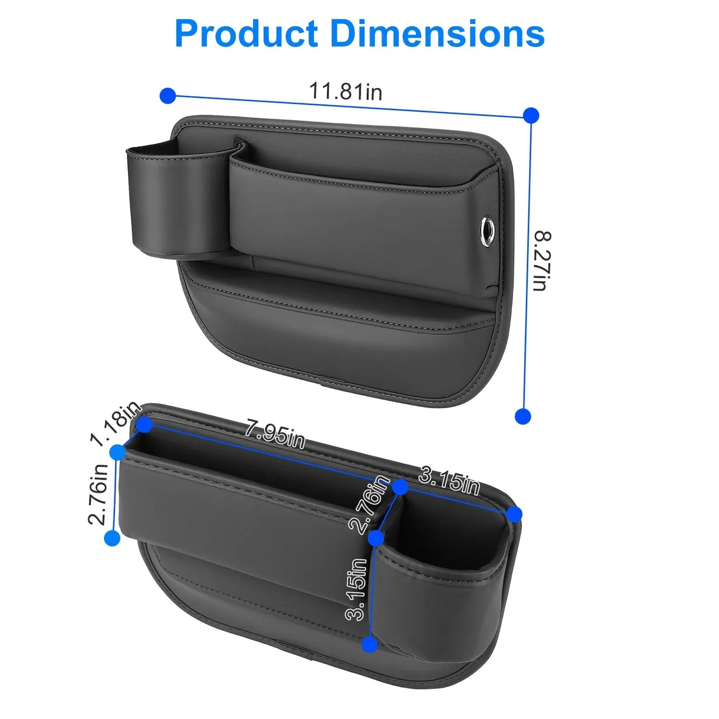 2 Pack Car Seat Gap Filler Organizer Car Leather Cup Holder Gap Bag Universal Car Seat Storage Black For Placing Keys Cards Phones Drinks Lipstick - THE MILE MAKER DRIVER SHOP