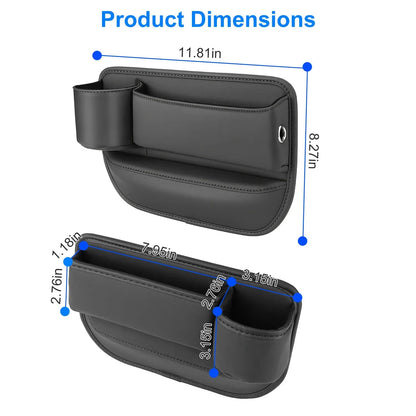 2 Pack Car Seat Gap Filler Organizer Car Leather Cup Holder Gap Bag Universal Car Seat Storage Black For Placing Keys Cards Phones Drinks Lipstick - THE MILE MAKER DRIVER SHOP