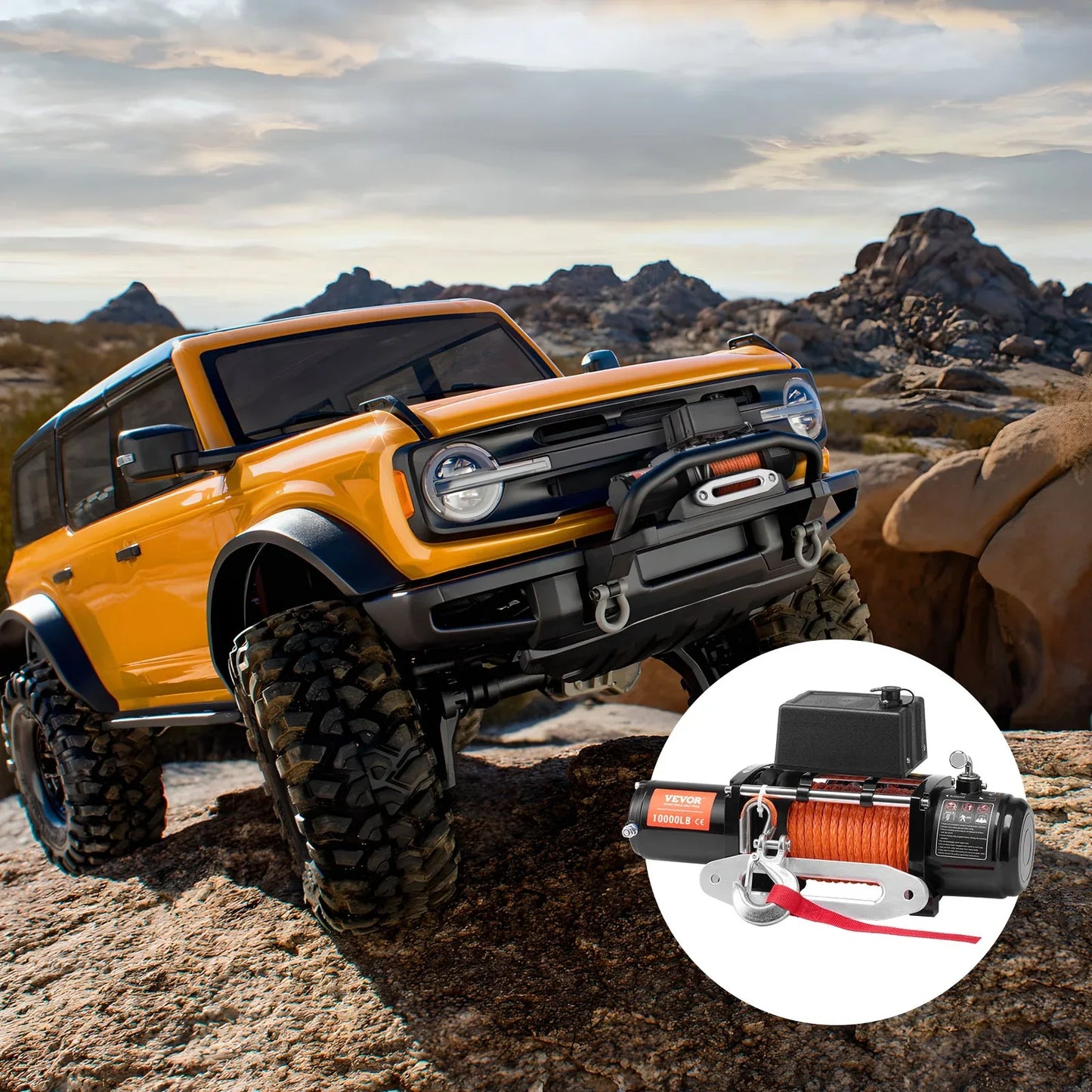 Electric Winch Truck 10,000 Lb Synthetic Rope Waterproof Remote Control - THE MILE MAKER DRIVER SHOP