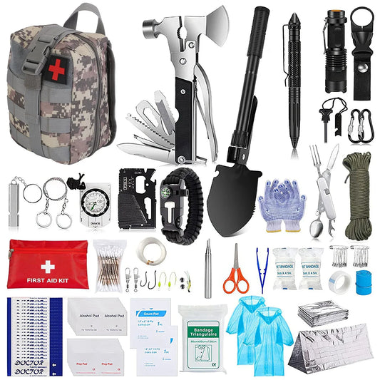 125Pcs Survival Kits Professional Emergency Survival Gear Tactical First Aid Kit Supplies For Outdoor Adventure Camping Hiking Hunting - THE MILE MAKER DRIVER SHOP