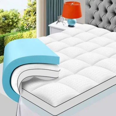 Double Layer With Gel Memory Foam & 2 Inch Cool Pillow Top For Back Pain Relief, Medium Firm - THE MILE MAKER DRIVER SHOP