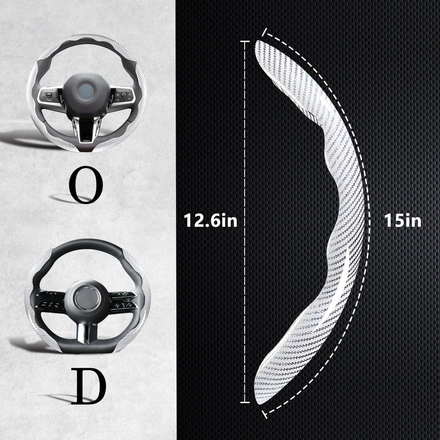 Carbon Fiber Steering Wheel Covers 3 Piece Clip On Steering Wheel Cover White - THE MILE MAKER DRIVER SHOP