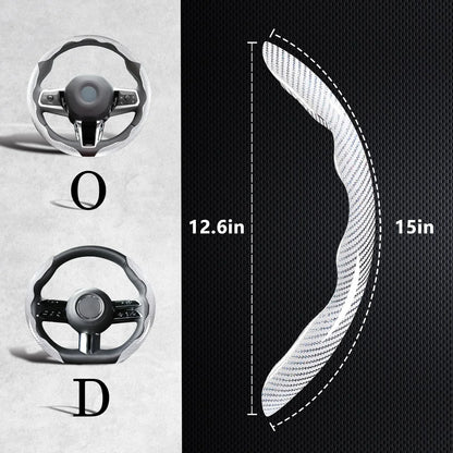 Carbon Fiber Steering Wheel Covers 3 Piece Clip On Steering Wheel Cover White - THE MILE MAKER DRIVER SHOP