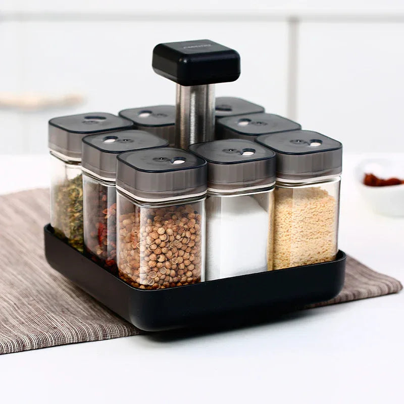 Spice Jar Glass Organizer Pepper Seasoning Container Kitchen - THE MILE MAKER DRIVER SHOP