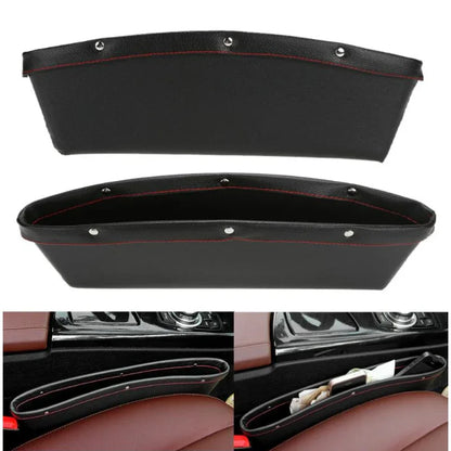 2pcs Car Seat Gap PU Leather Catch Catcher Box Caddy Slit Pocket Storage Organizer - THE MILE MAKER DRIVER SHOP