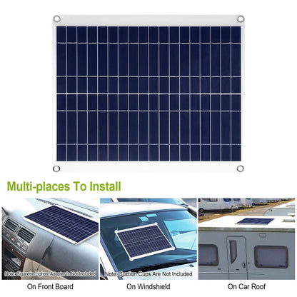 1Pc Outdoor Solar Panel 12V 25W Car Battery Charger IP68 Waterproof With 3.0A Dual USB Charging Clip Line For RV Car Boat - THE MILE MAKER DRIVER SHOP