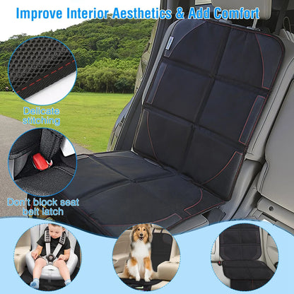 2 Packs Car Seat Protector Cushion Mat Pad With Thick Padding Protector For Child Baby Car Seat Mesh Pockets - THE MILE MAKER DRIVER SHOP