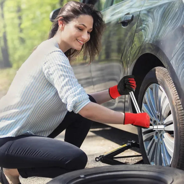Telescoping Lug Wrench Extendable Tire Wheel Nut Wrench With CR-V Sockets 17mm 19mm 21mm 23mm Free Work Gloves - THE MILE MAKER DRIVER SHOP