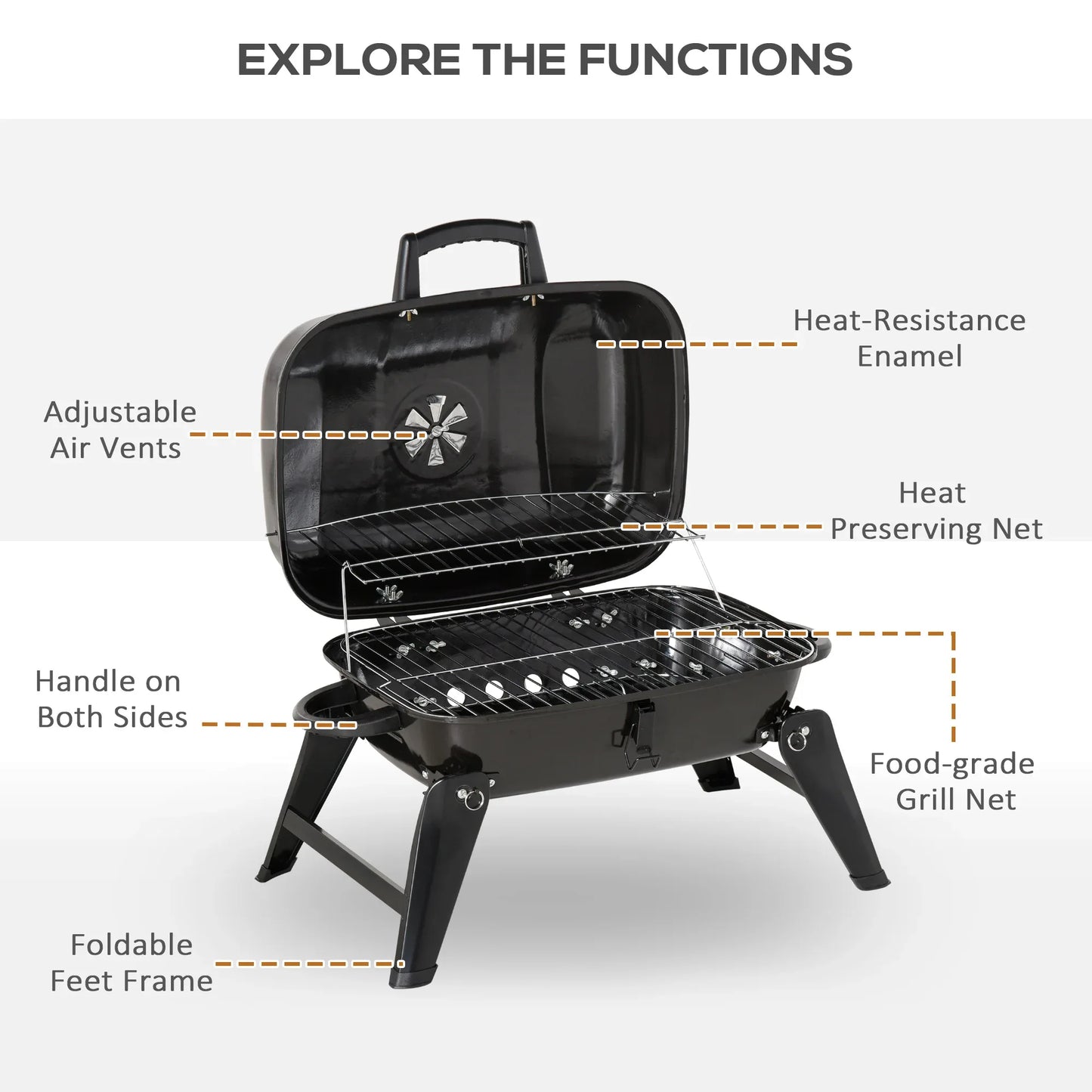 14" Portable Charcoal Grill - THE MILE MAKER DRIVER SHOP