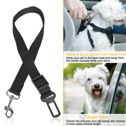 2Pcs Pet Dog Seat Belt Leash Adjustable Pet Dog Cat Safety Leads Harness Car Vehicle Nylon Fabric Seatbelt Strap - THE MILE MAKER DRIVER SHOP