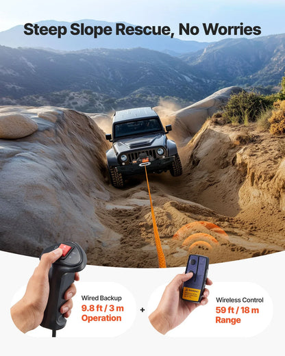 Electric Winch Truck 13,500 Lb Synthetic Rope Waterproof Remote Control - THE MILE MAKER DRIVER SHOP