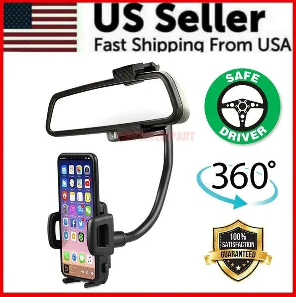 Universal Car Rearview Mirror Mount Stand Holder Cradle For Cell Phone GPS - THE MILE MAKER DRIVER SHOP