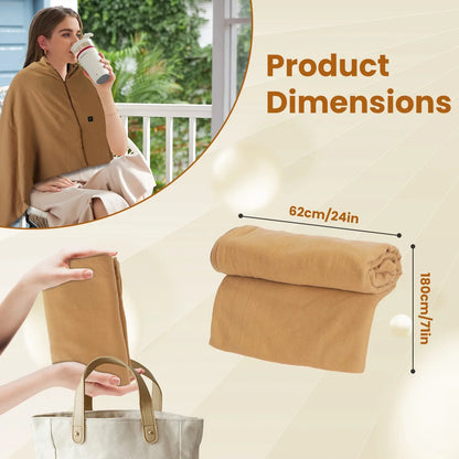 1Pc 79x24In USB Heated Shawl With Teasel Wearable Heating Blanket Electric Throw Wrap Indoor Outdoor With Zipper 3 Heating Levels Machine Washable For Outdoor Home Office - THE MILE MAKER DRIVER SHOP