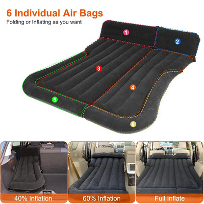 1Set Inflatable SUV Air Mattress Thickened Camping Bed Cushion With Pillow Storage Bag PVC Flocked Car Bed For Home Car Travel Camping - THE MILE MAKER DRIVER SHOP