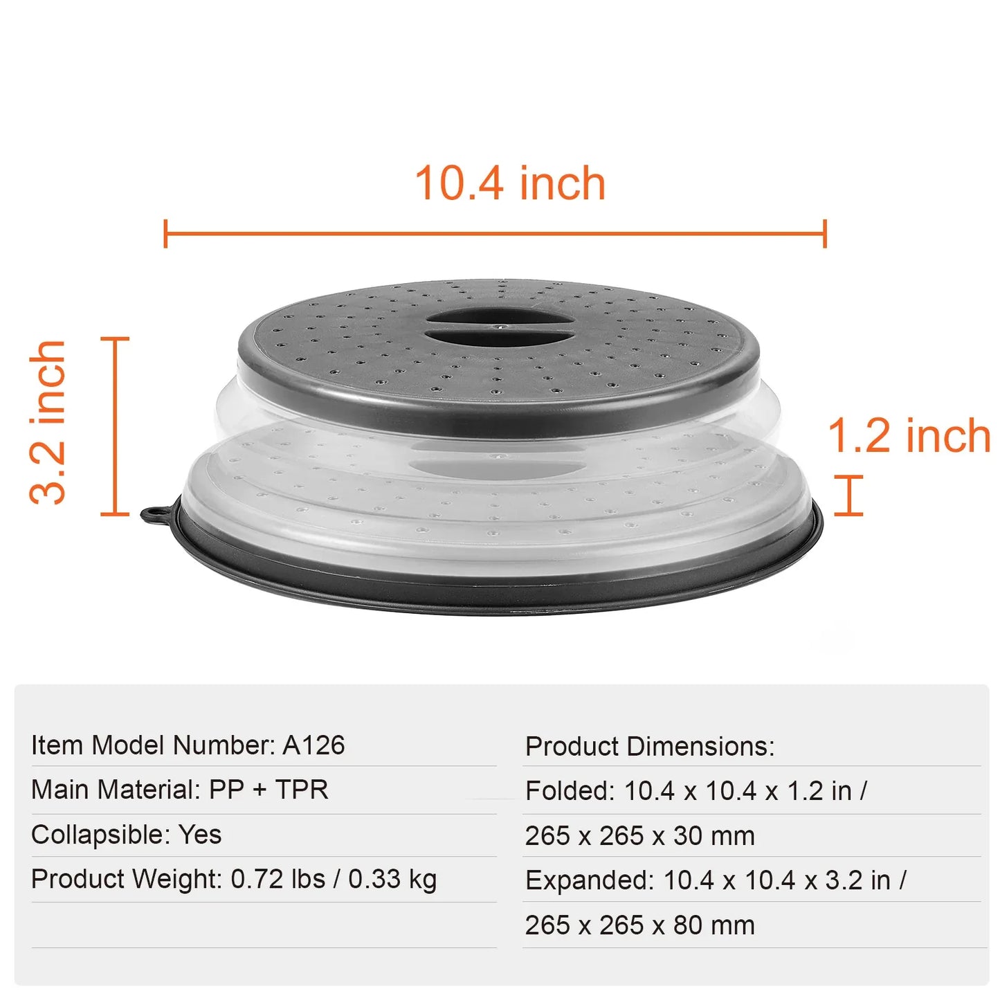 VEVOR 2PCS Microwave Splatter Covers 10.4Collapsible Microwave Food Lid - THE MILE MAKER DRIVER SHOP