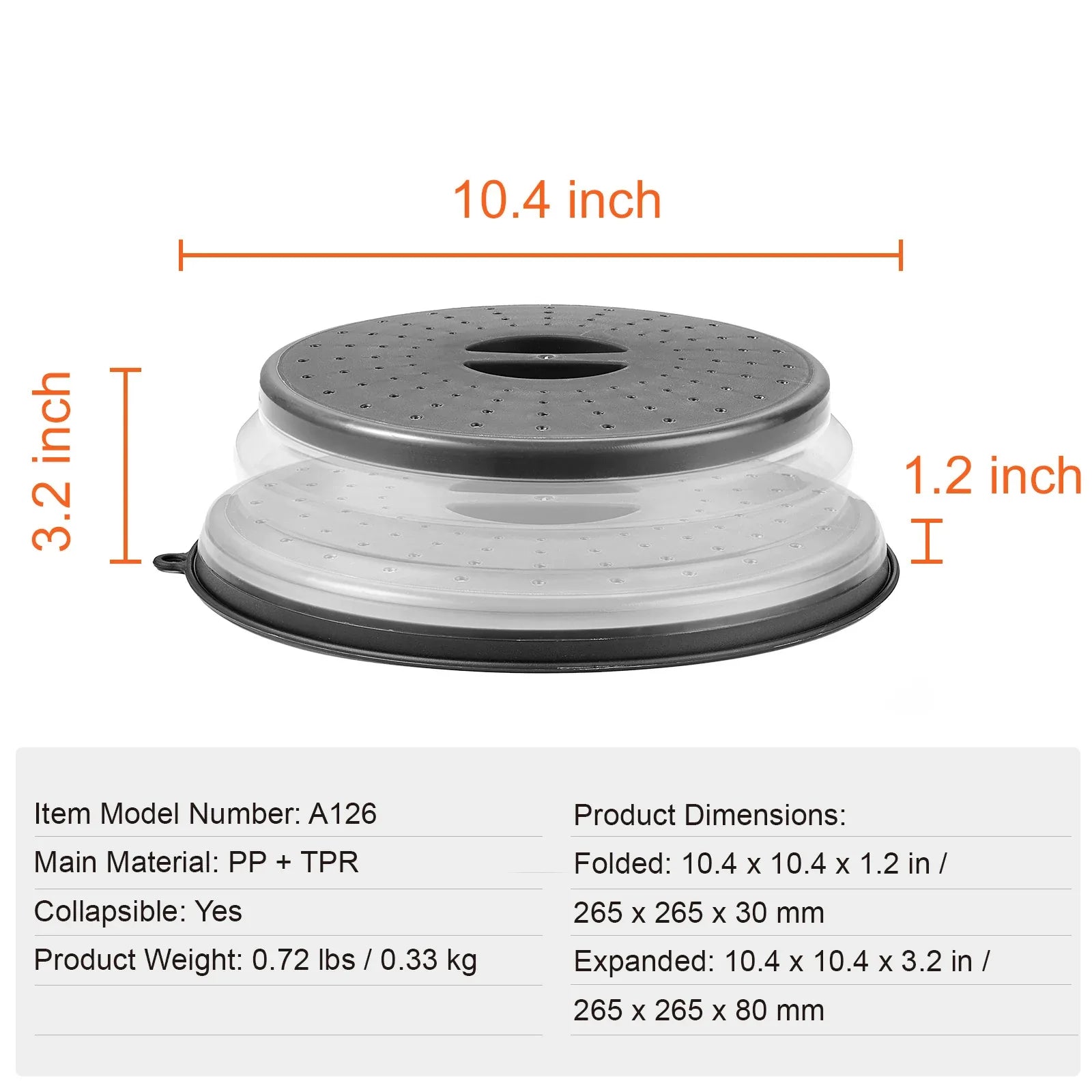 VEVOR 2PCS Microwave Splatter Covers 10.4Collapsible Microwave Food Lid - THE MILE MAKER DRIVER SHOP