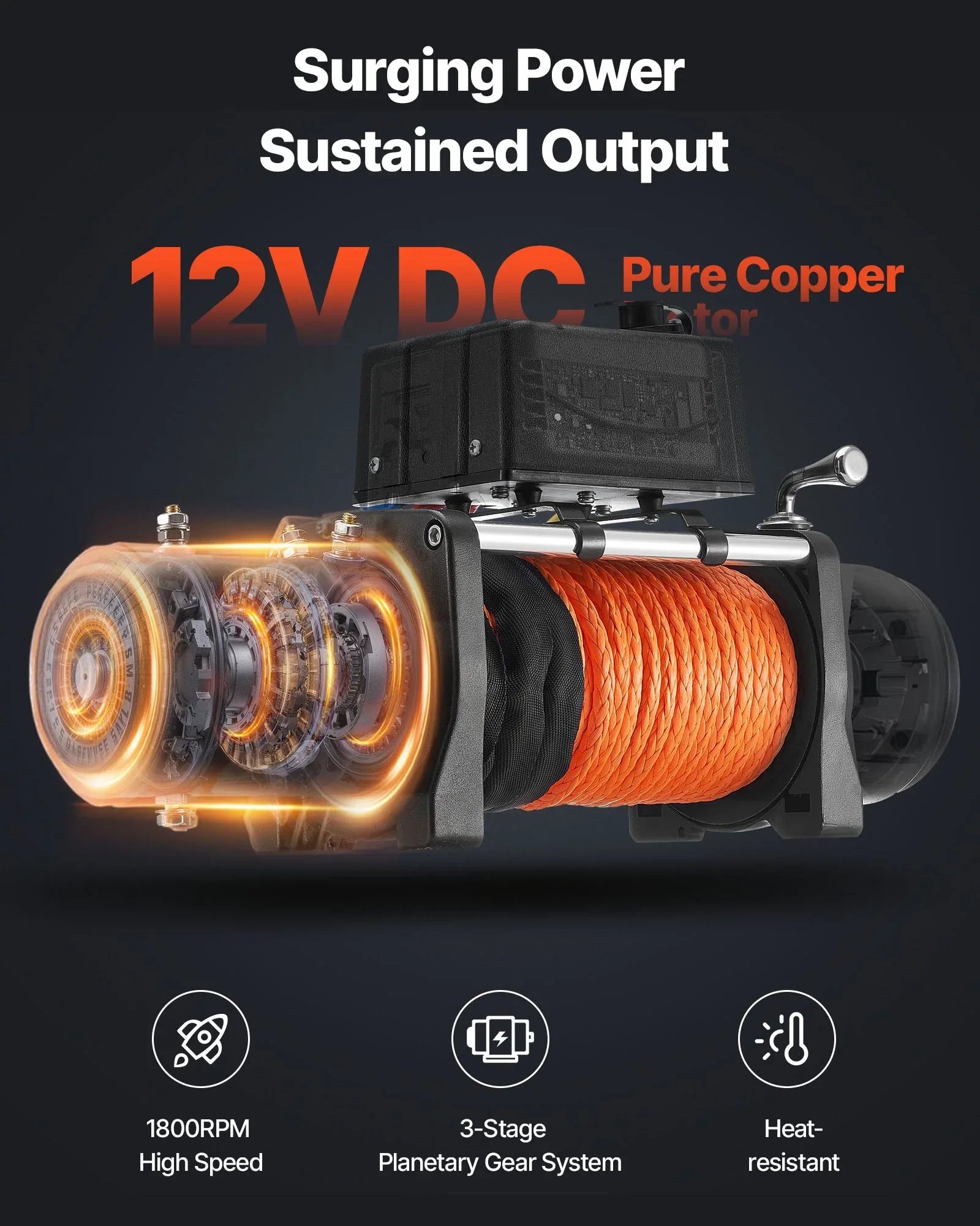 Electric Winch Truck 13,500 Lb Synthetic Rope Waterproof Remote Control - THE MILE MAKER DRIVER SHOP