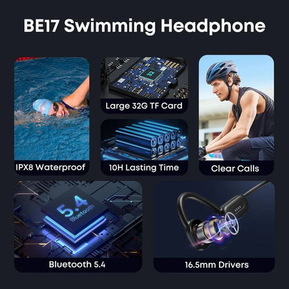 IPX8 Waterproof Headphones, Swimming-specific Bluetooth Headphones, Sports Wireless Earbuds With 32G TF Card, Stereo Bone Conduction Headphones - THE MILE MAKER DRIVER SHOP