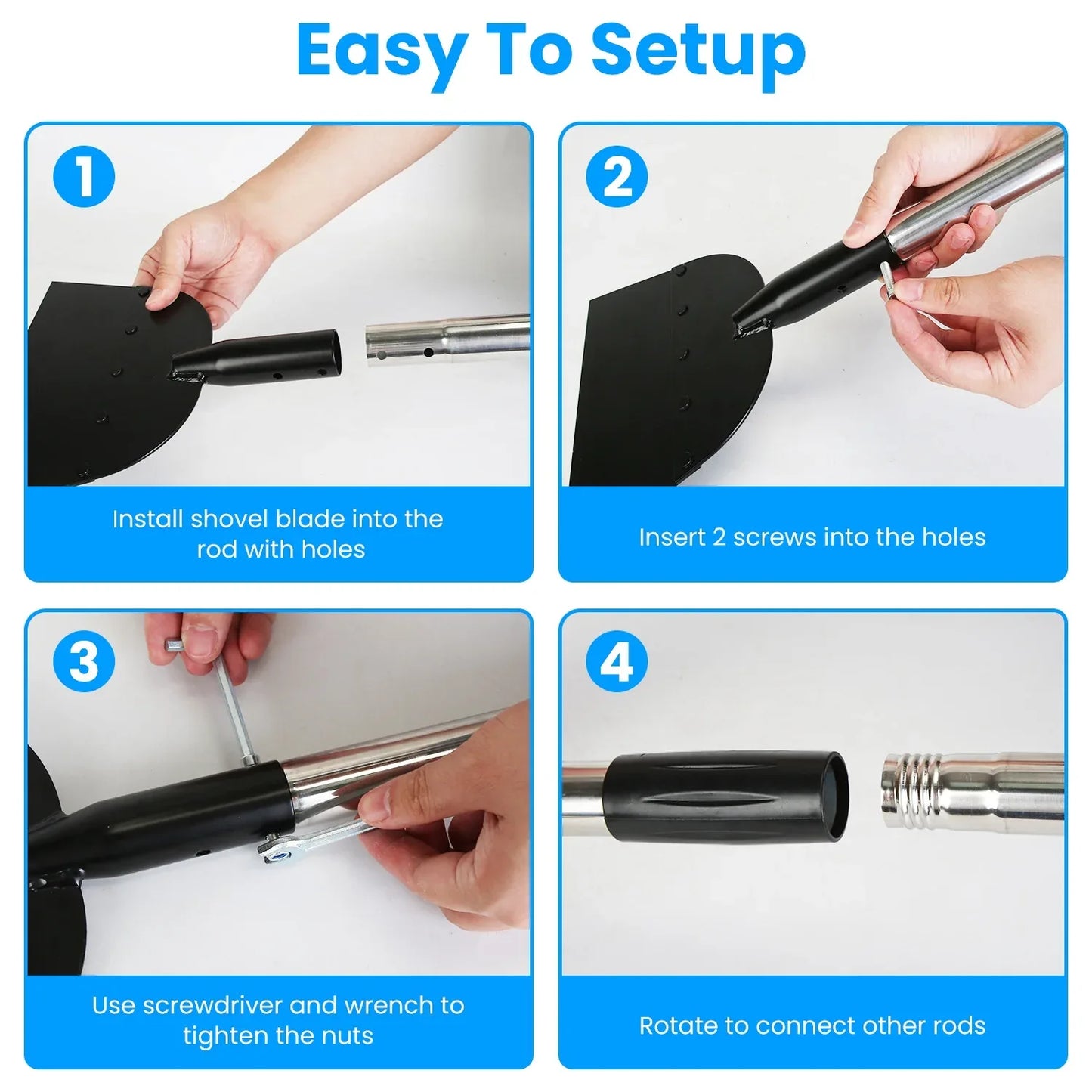 1Pc 53In Flat Snow Shovel Ice Scraper Manganese Steel Snow Ice Chopper For Walkway Pathway Driveway Ice Removal Gardening Cleaning Scraper Shovel For Weeding Lawn Edging - THE MILE MAKER DRIVER SHOP