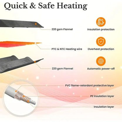 Heated Blanket Queen Size With Dual Zone Control - 10 Heat Settings Electric Throw Blanket With Automatic Shut Off Timer, Machine Washable Soft Flannel - THE MILE MAKER DRIVER SHOP