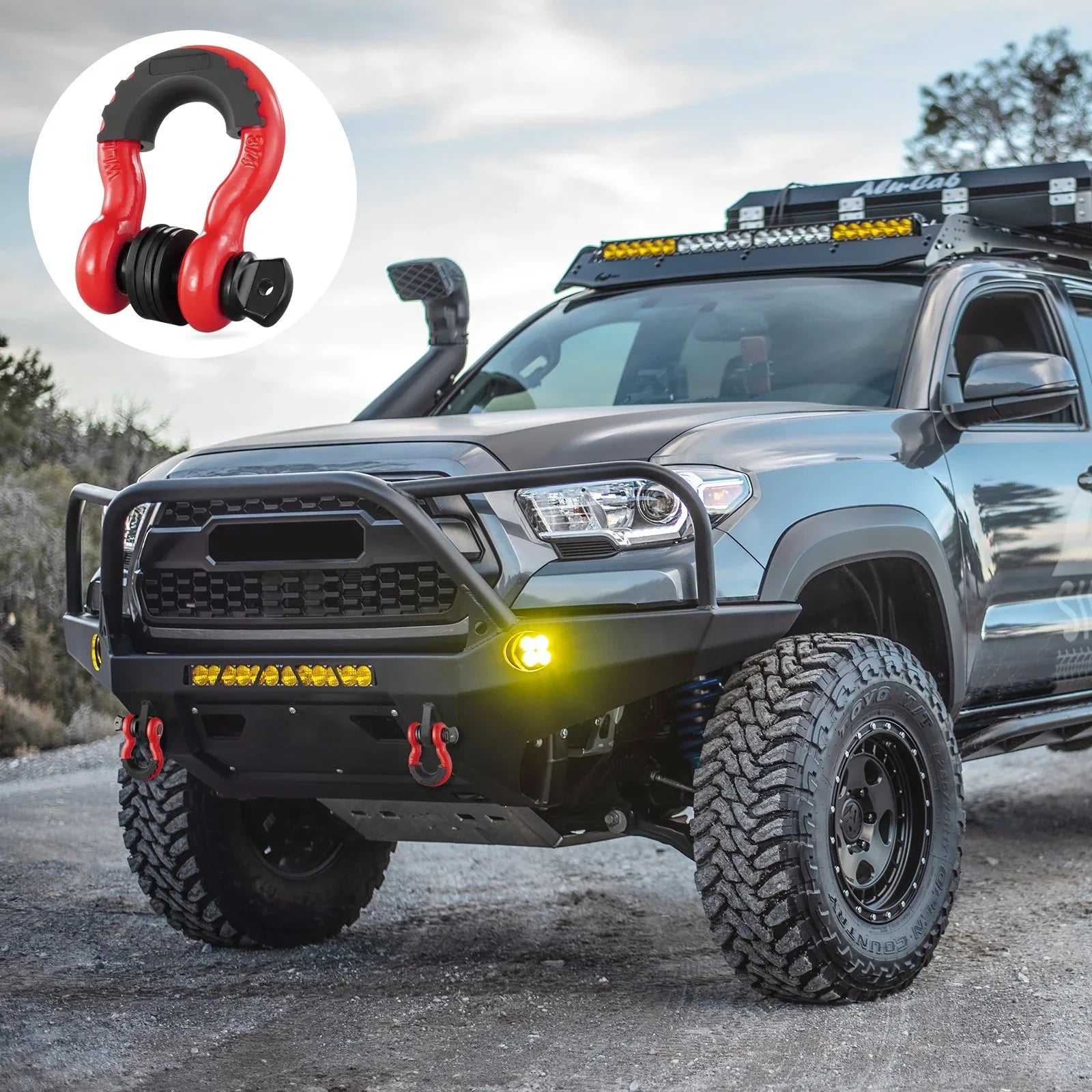 3/4" D-Ring Shackle, 2 Pack Alloy Steel Shackles 62832 Lbs (28.5 Ton) Break Strength With 7/8" Screw Pin, Isolators & Washers, Heavy Duty Off Road Vehicle Recovery Shackle For Jeep Truck, Red - THE MILE MAKER DRIVER SHOP