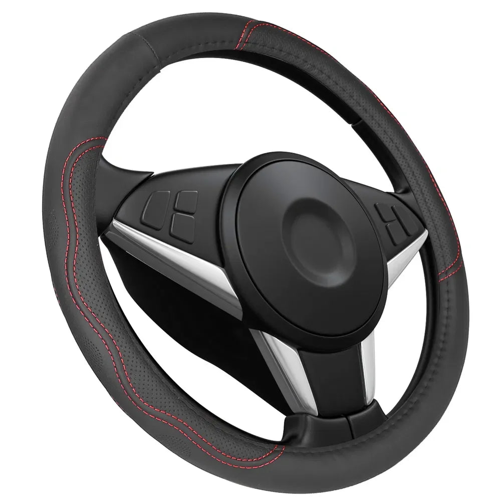 Steering Wheel Cover 14.5in-15in Diameter Universal Fiber Leather Car Steering Wheel Protector - THE MILE MAKER DRIVER SHOP