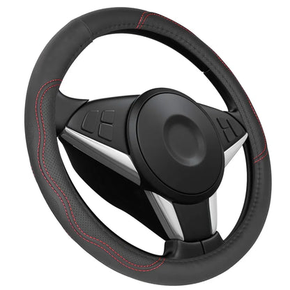 Steering Wheel Cover 14.5in-15in Diameter Universal Fiber Leather Car Steering Wheel Protector - THE MILE MAKER DRIVER SHOP