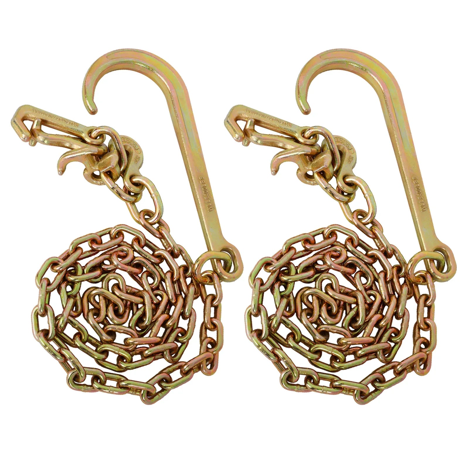 5 16 X6 Leg G70 15 Long Shank J Hook Tow Chain W RTJ Cluster Hook Grab Hook 4700 Lbs WLL Heavy Duty Transport Truck Chain For Car Wrecker Recovery - Towing Equipment 2pcs - THE MILE MAKER DRIVER SHOP