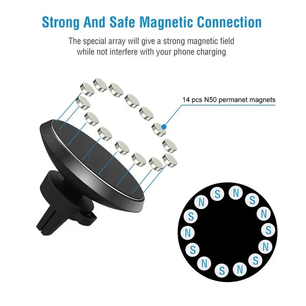 Qi Wireless Car Charger Magnetic Car Phone Charger 5W Charging Pad Air Vent Phone Mount Holder - THE MILE MAKER DRIVER SHOP