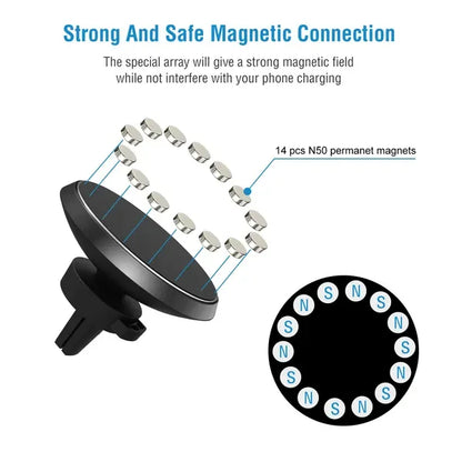 Qi Wireless Car Charger Magnetic Car Phone Charger 5W Charging Pad Air Vent Phone Mount Holder - THE MILE MAKER DRIVER SHOP