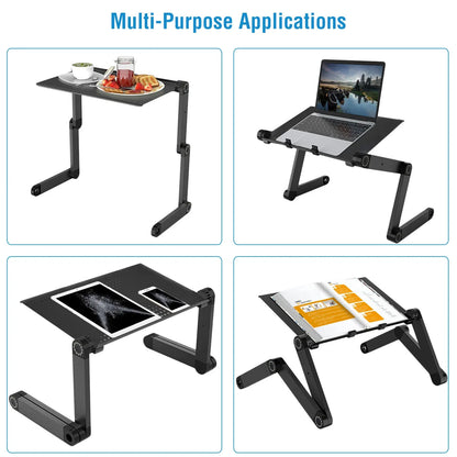 1Pc Foldable Laptop Table Bed Notebook Desk With Mouse Board Aluminum Alloy Breakfast Snacking Tray For Home Office Travel Use - THE MILE MAKER DRIVER SHOP