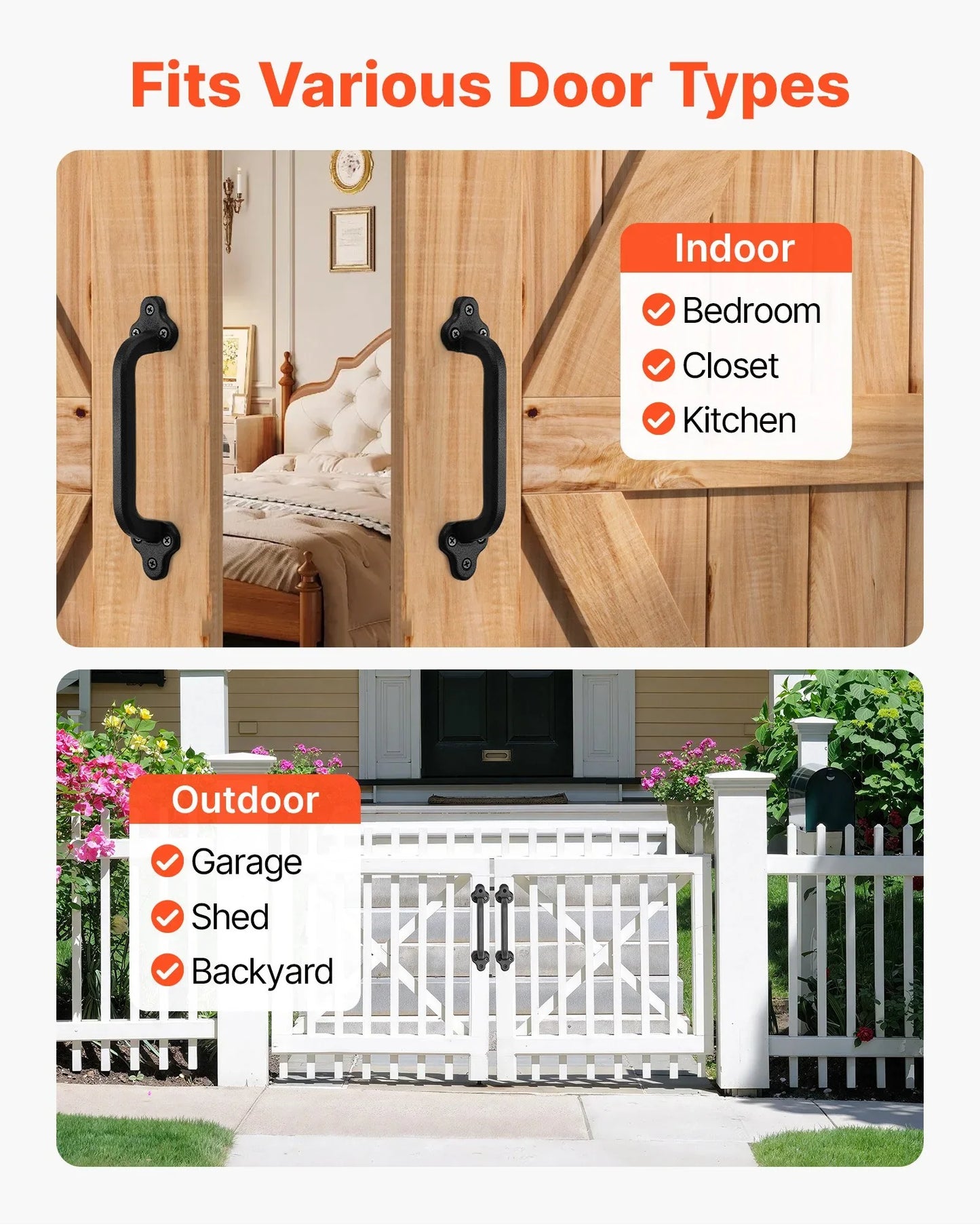 2Pcs Barn Door Handles 9 In Rustic Heavy Duty Carbon Steel Garden Gate Pulls - THE MILE MAKER DRIVER SHOP