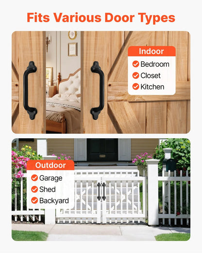 2Pcs Barn Door Handles 9 In Rustic Heavy Duty Carbon Steel Garden Gate Pulls - THE MILE MAKER DRIVER SHOP