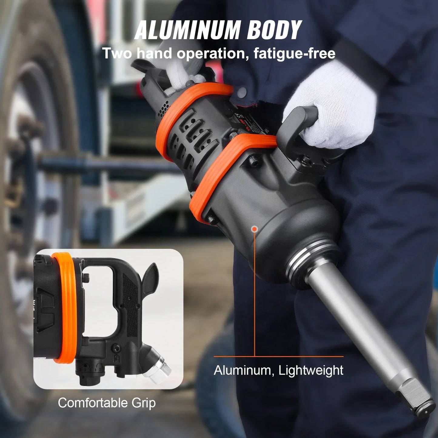 VEVOR 1 Inch Air Impact Wrench, Up To 5175 Ft-lbs Beast Reverse Torque Output Pneumatic Impact Gun 8 Inch Extended Anvil For Repairs And Maintenance Of Heavy Duty Machinery Semi-Truck Bus - THE MILE MAKER DRIVER SHOP