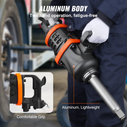 VEVOR 1 Inch Air Impact Wrench, Up To 5175 Ft-lbs Beast Reverse Torque Output Pneumatic Impact Gun 8 Inch Extended Anvil For Repairs And Maintenance Of Heavy Duty Machinery Semi-Truck Bus - THE MILE MAKER DRIVER SHOP