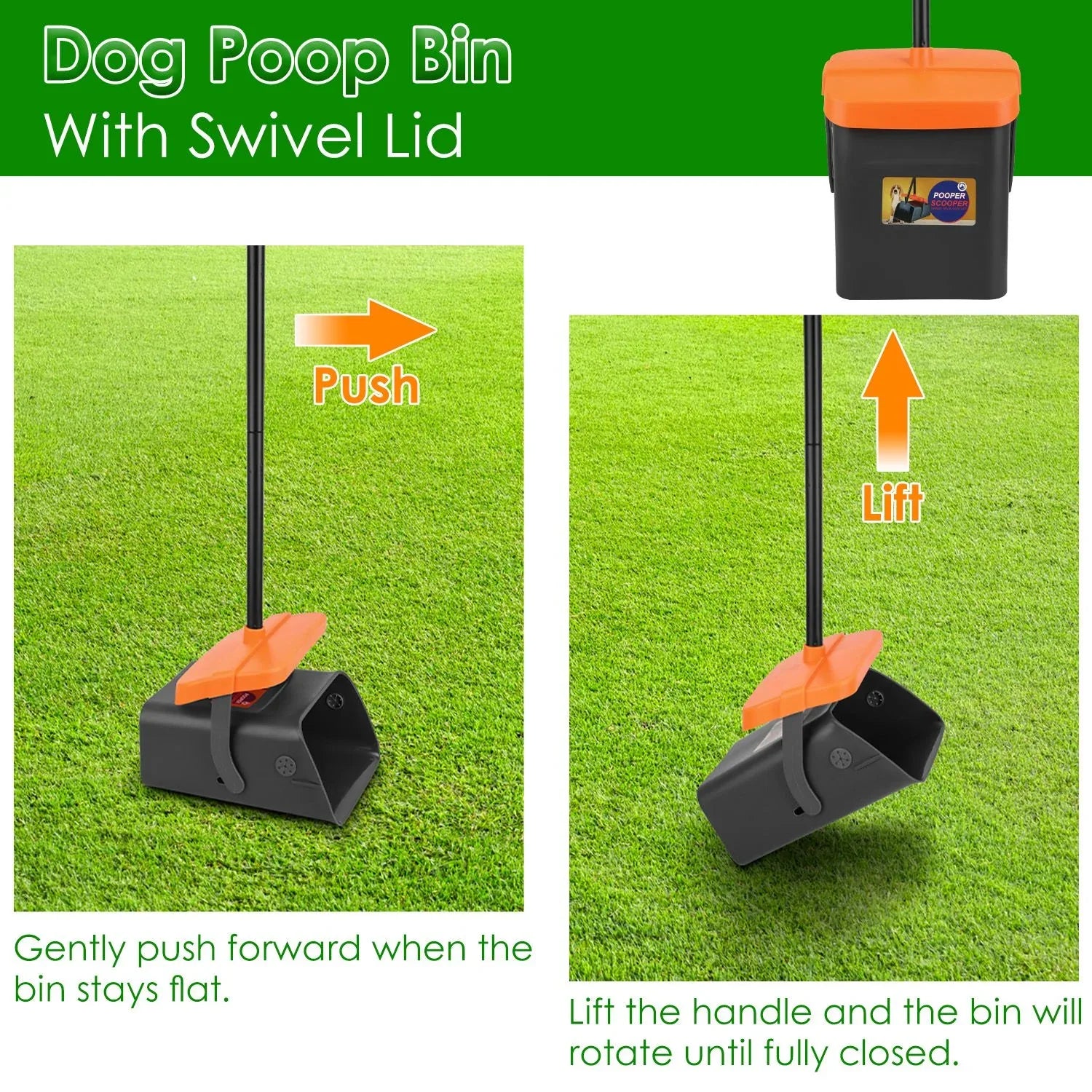1Set Pooper Scooper Kit Dog Poop Rake & Swiveling Bin Poop Heavy Duty Pick Up Tool With Extra Long Handle 35 Waste Bags Dispenser - THE MILE MAKER DRIVER SHOP
