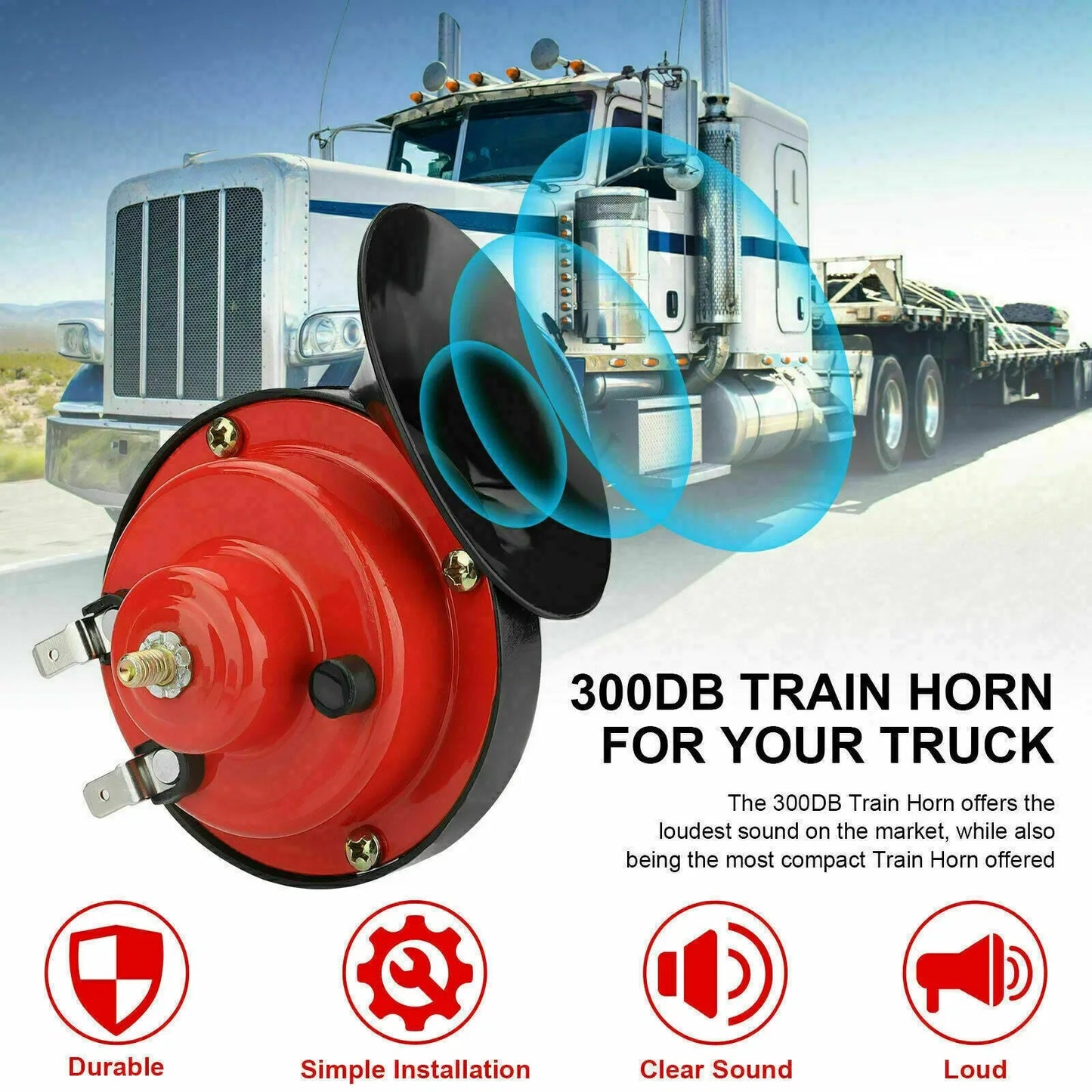 2PC 12V 300DB Super Loud Train Air Horn Waterproof Motorcycle Car Truck SUV Boat - THE MILE MAKER DRIVER SHOP